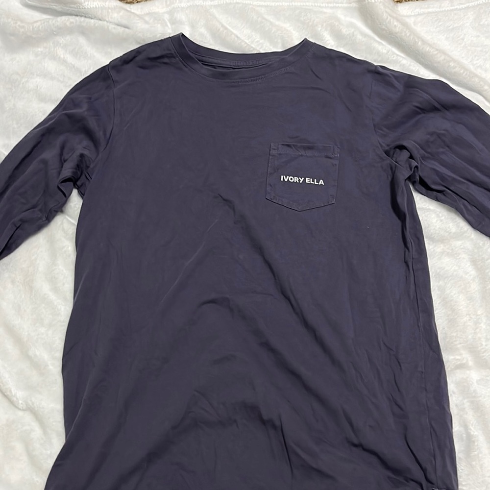 Ivory Ella Navy Blue/Purple Long Sleeve Tee : Size X Small